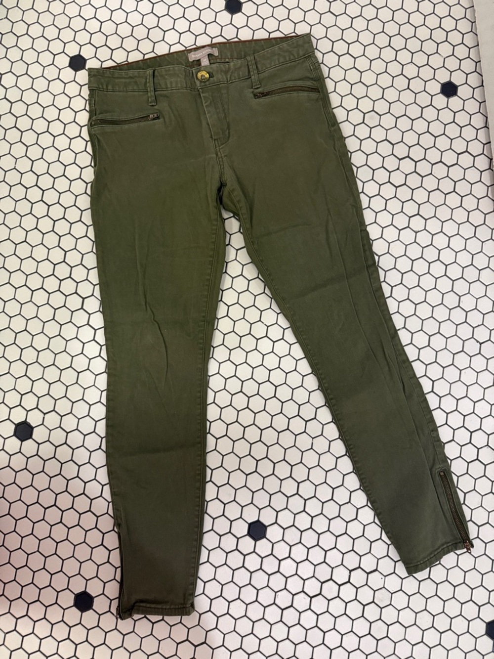 Banana Republic Olive Green Slim Zip Hem Pants